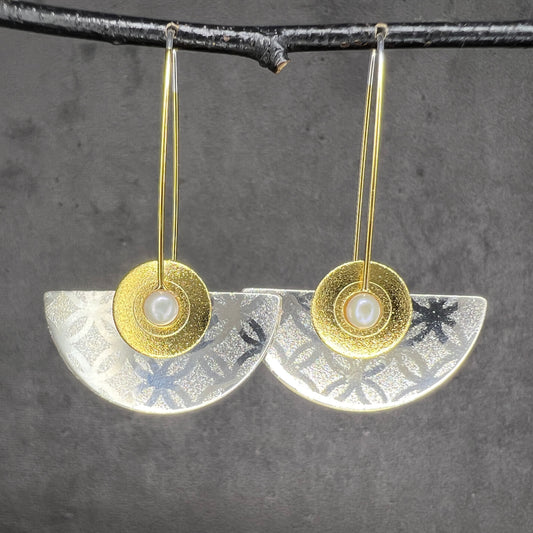 Large Half-Round Earrings--Silver and Vermeil 2025