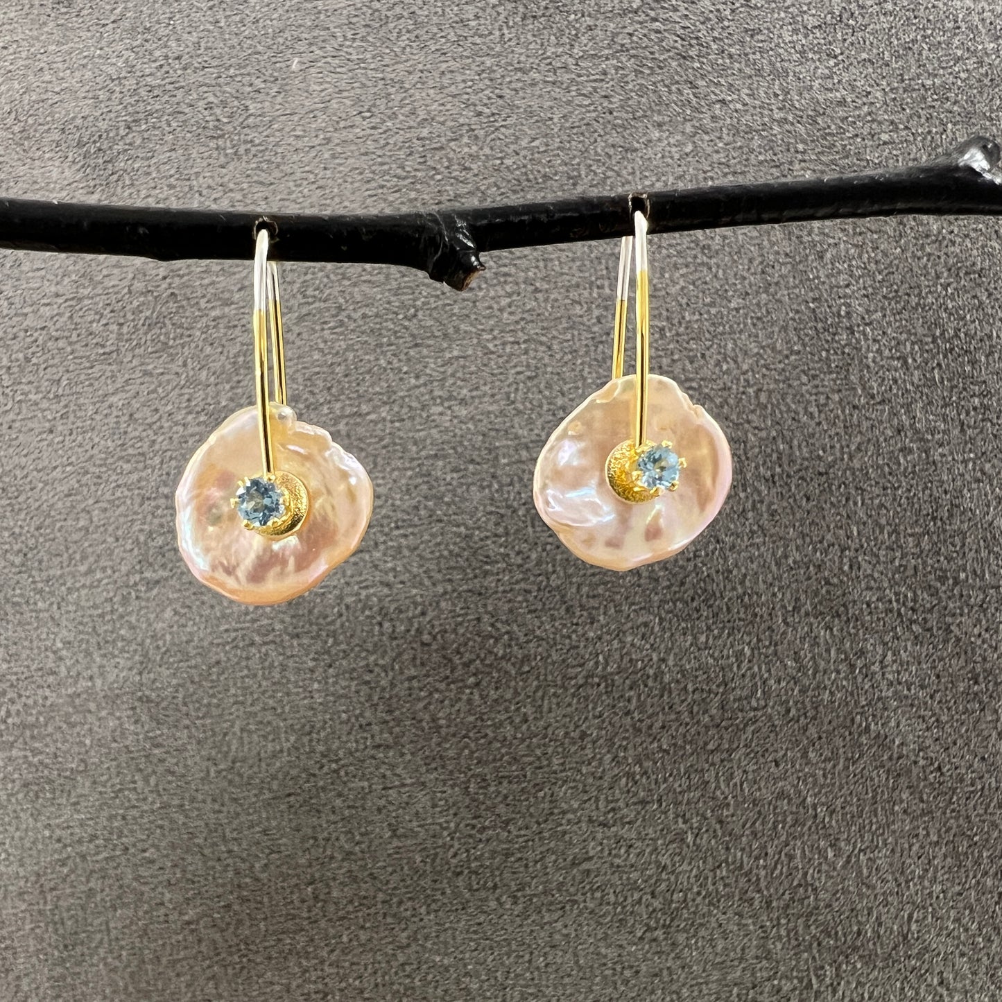 Keshi Pearl Earrings with Gemstones
