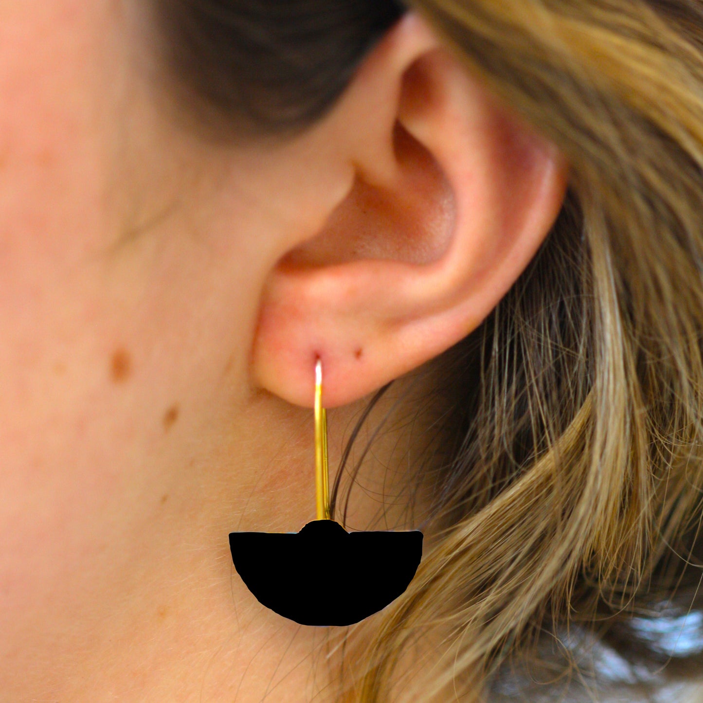 Small Niobium Half-Round earrings with Carnelians