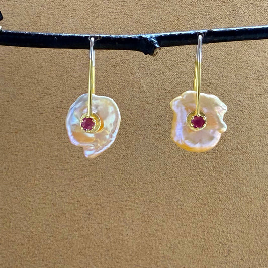 Keshi Pearl Earrings with Gemstones 2025