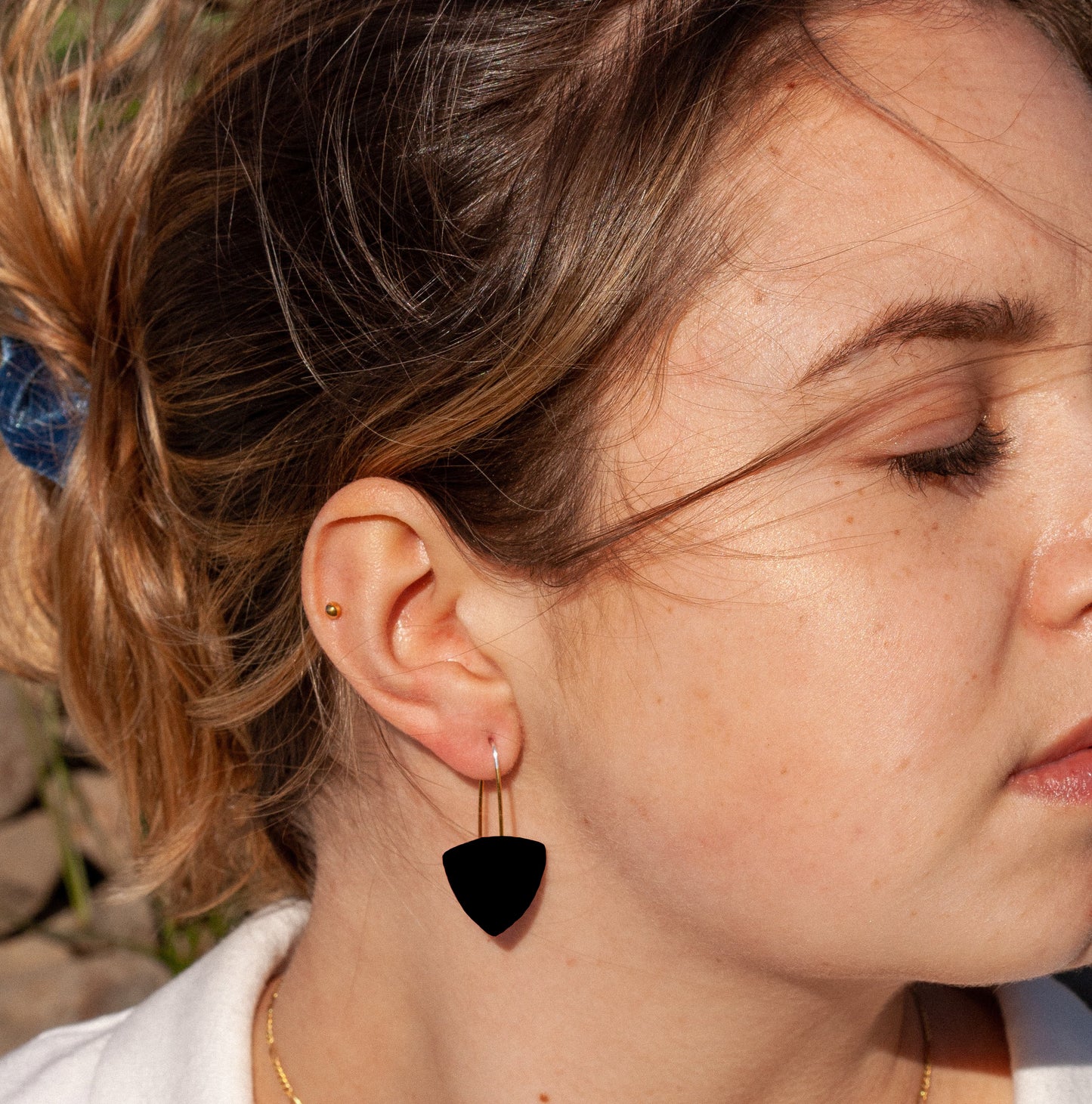 "Raku" French Loop earrings with Garnets