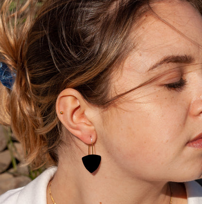 "Raku" French Loop earrings with Garnets