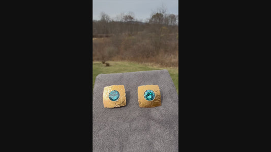 Vermeil Square Sparkle Concert Earrings