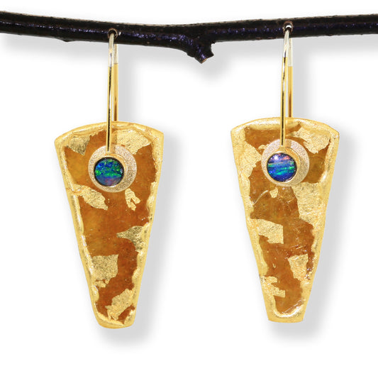 Mica Wedge Earrings with Opals