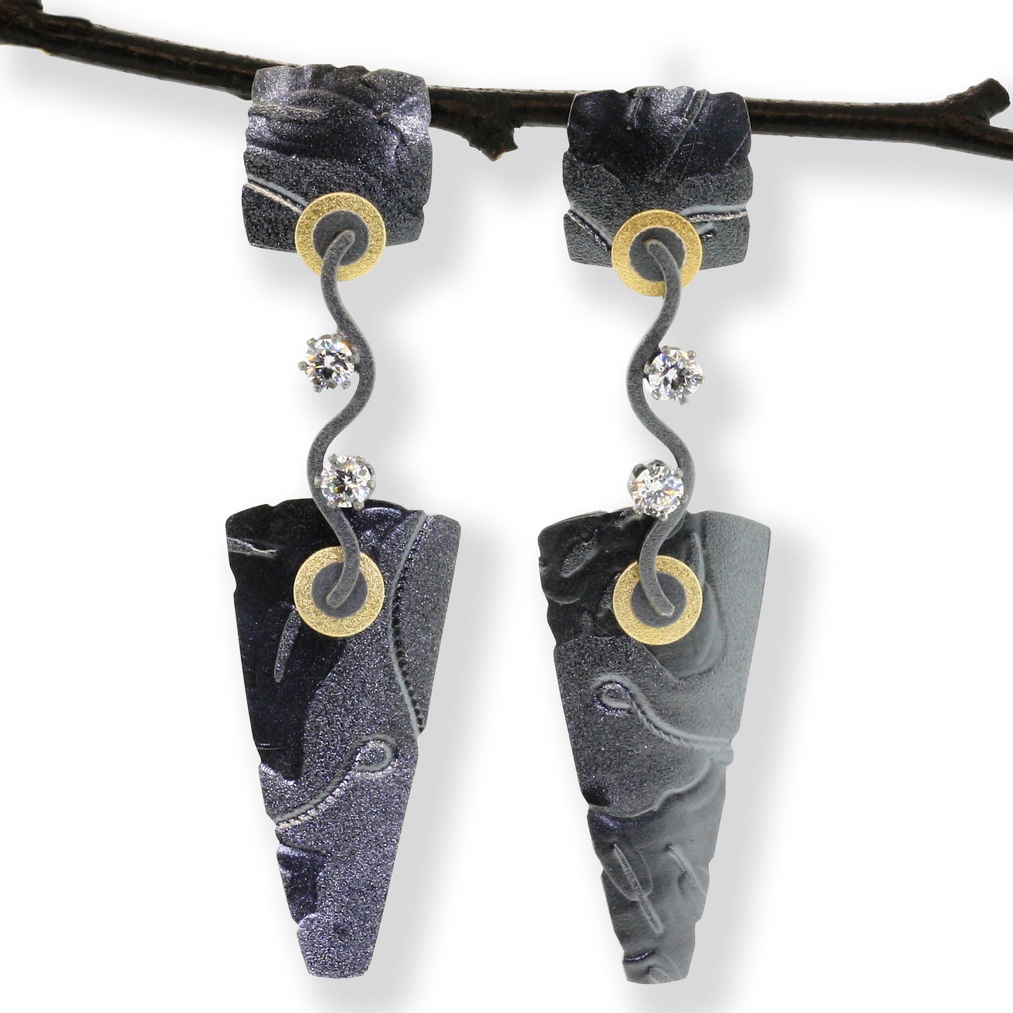 Oxidized Sterling Posted Wave Earrings--3 Sizes