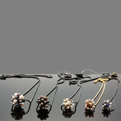 Ruby and Pearl Thistle Necklace on 14k Gold Chain
