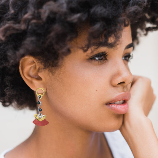 Layered Posted Wave Earrings