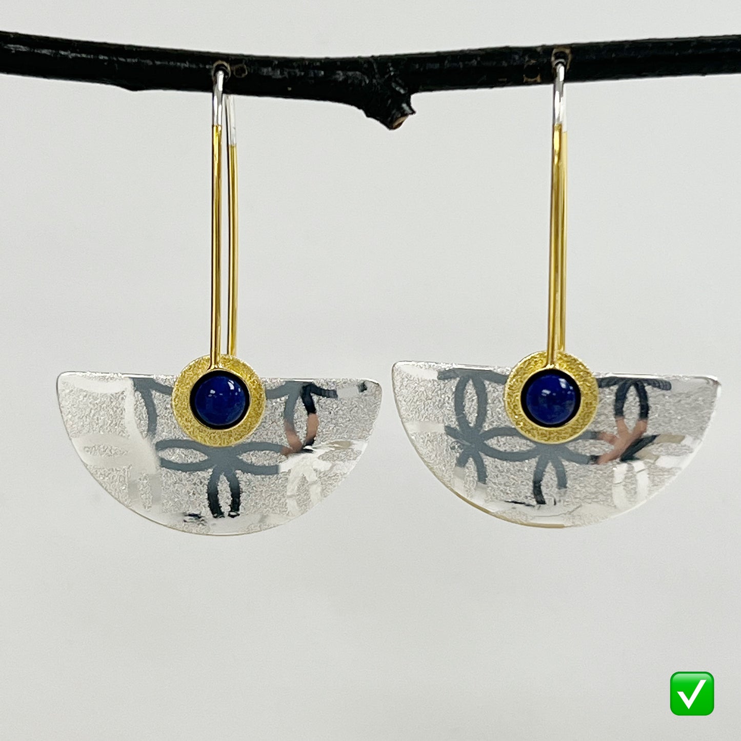 Small Silver Lace Half-Round Earrings--3 Variations