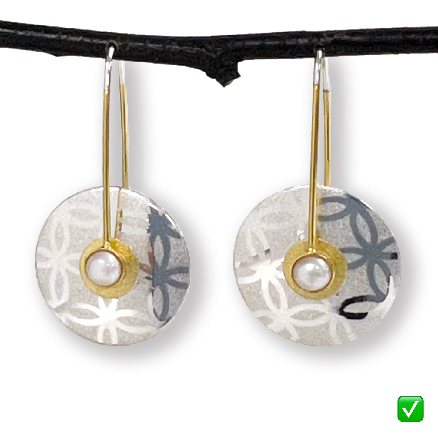 Medium Silver Lace Circle Earrings