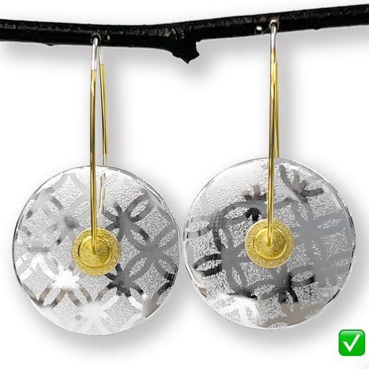 Large Silver Lace Circle Earrings