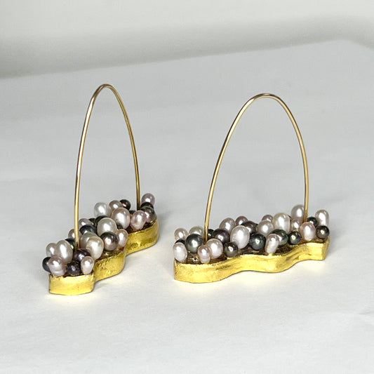 Mica and Pearl Thistle Earrings