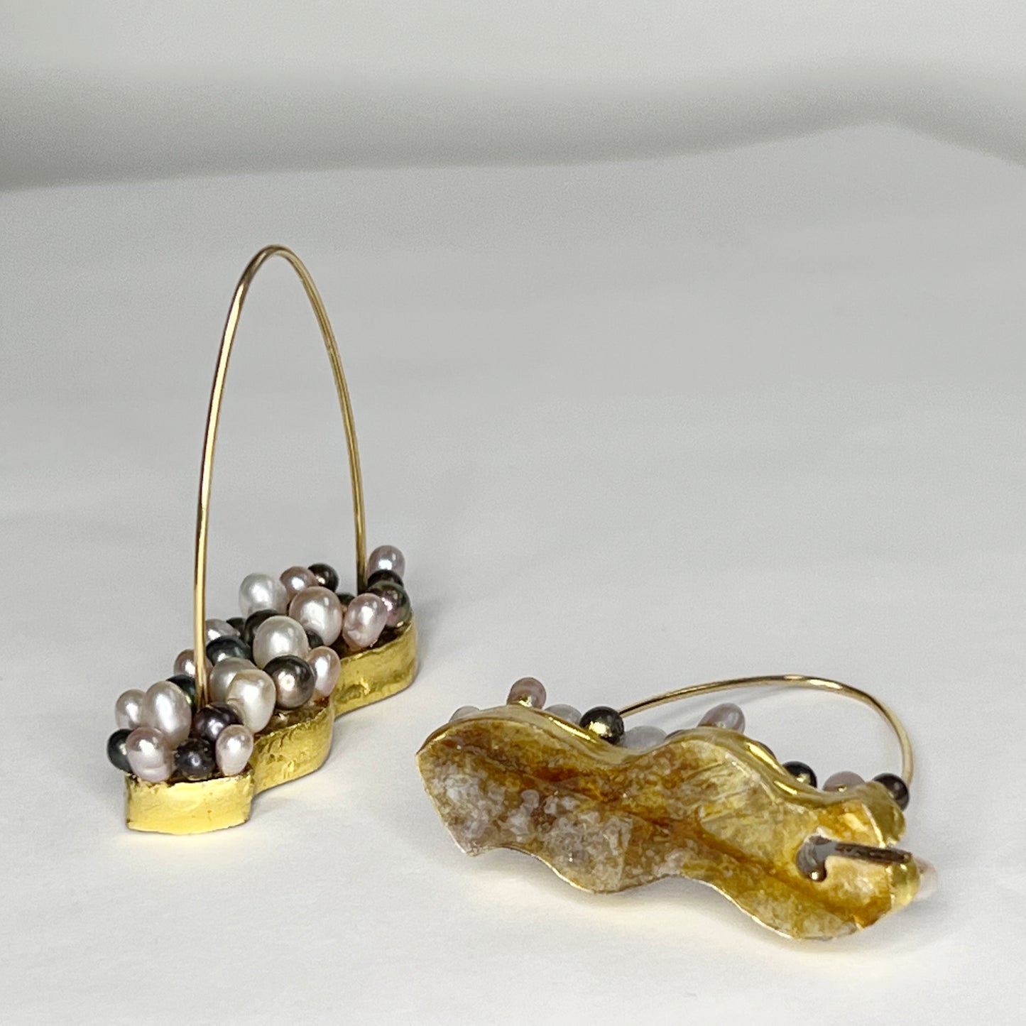 Mica and Pearl Thistle Earrings