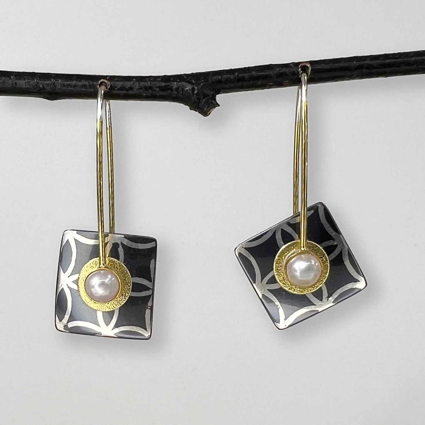 Tiny Square Kinetic Earrings