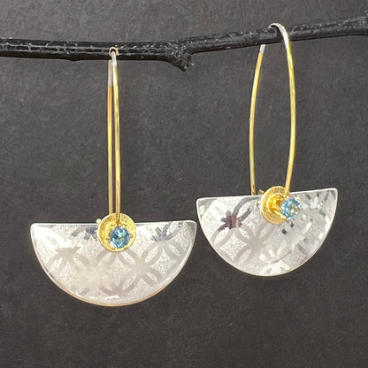 Silver Lace Earrings with Swiss Blue Topaz--2 Sizes