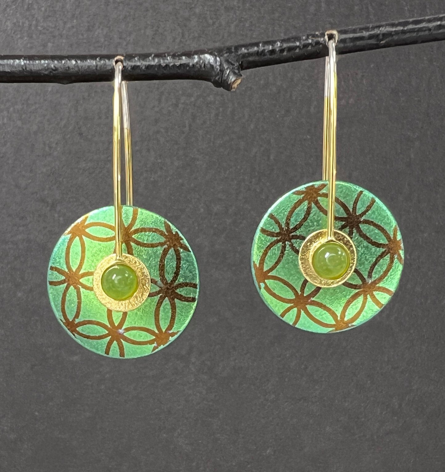 Medium Lace Circle Earrings--Jade
