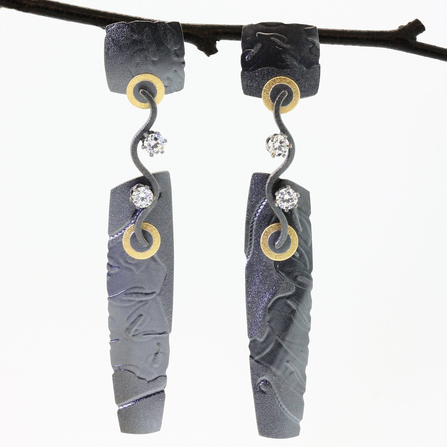Oxidized Sterling Posted Wave Earrings--3 Sizes