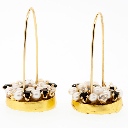 Pearl & Black Spinel Thistles with Cubic Zirconia